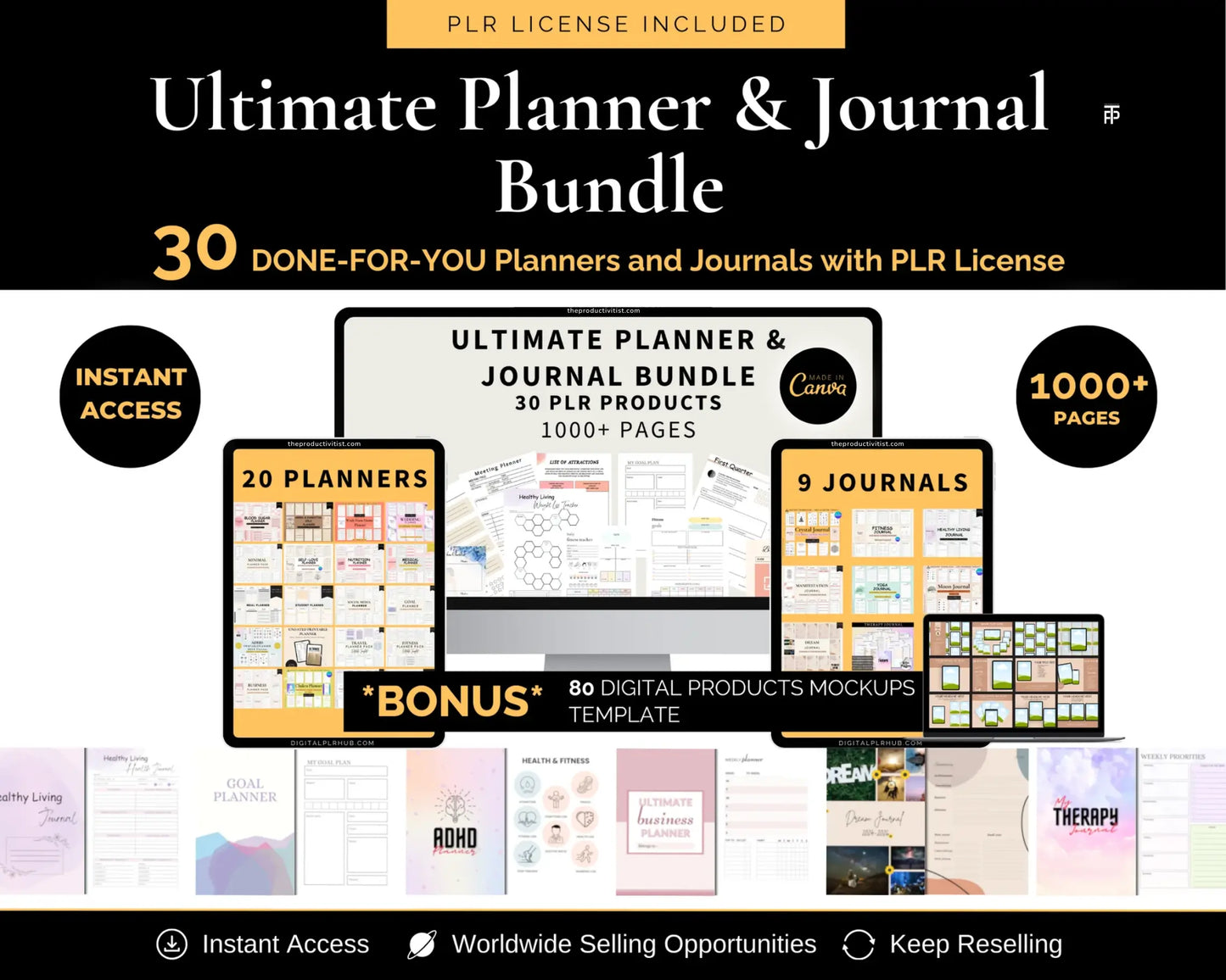 30 Editable Planners and Journals Mega Bundle with Full PLR Rights