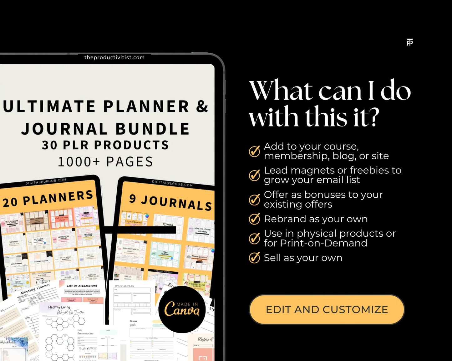 30 Editable Planners and Journals Mega Bundle with Full PLR Rights